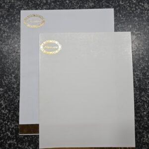 Elegant White Invitation Card with Gold Foil Medallion and Border