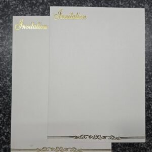 Classic White Invitation Card with Gold Foil Script and Trim