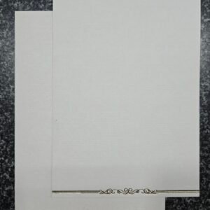 Minimalist White Invitation Card with Gold Scroll Trim