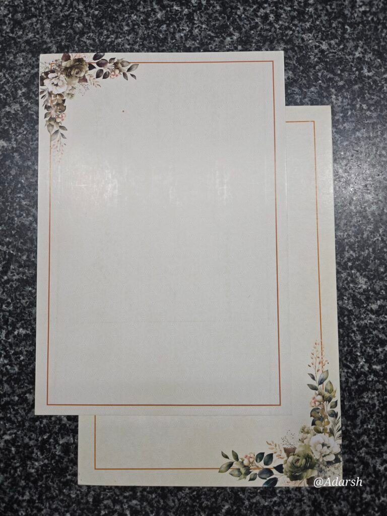 Elegant Cream Botanical Wedding Invitation Card with Gold Border
