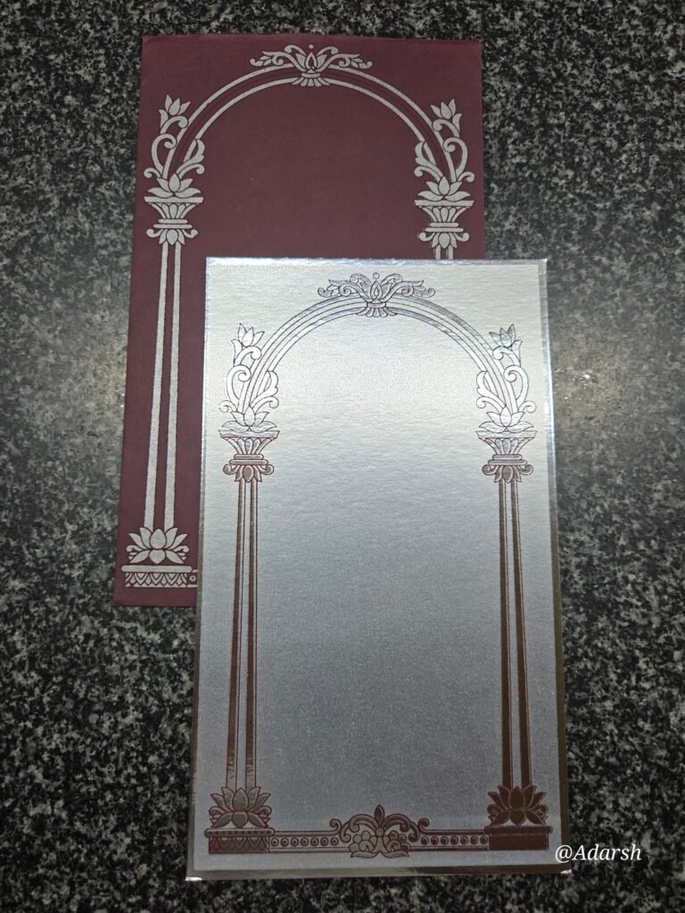 Silver and Maroon Archway Wedding Invitation Card