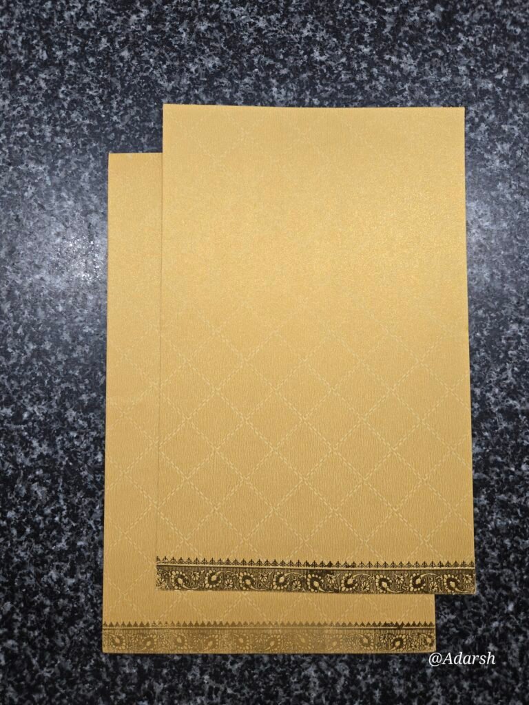 Elegant Gold Shimmer Wedding Invitation Card with Ornate Border