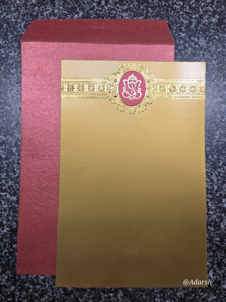 Royal Gold and Crimson Shimmer Hindu Wedding Invitation Card