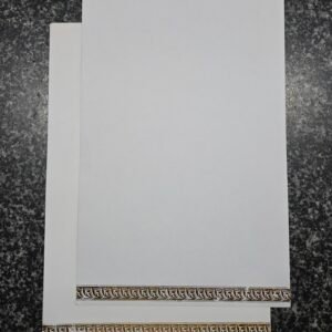 Minimalist White Wedding Invitation Card with Ornate Gold Border
