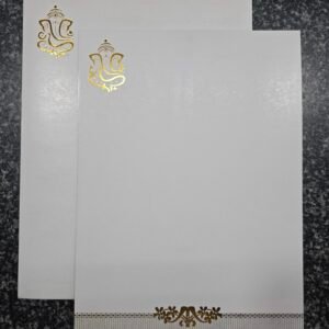 Classic White Hindu Wedding Invitation Card with Ornate Gold Ganesha