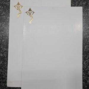 Elegant White Hindu Wedding Invitation Card with Gold Ganesha Motif