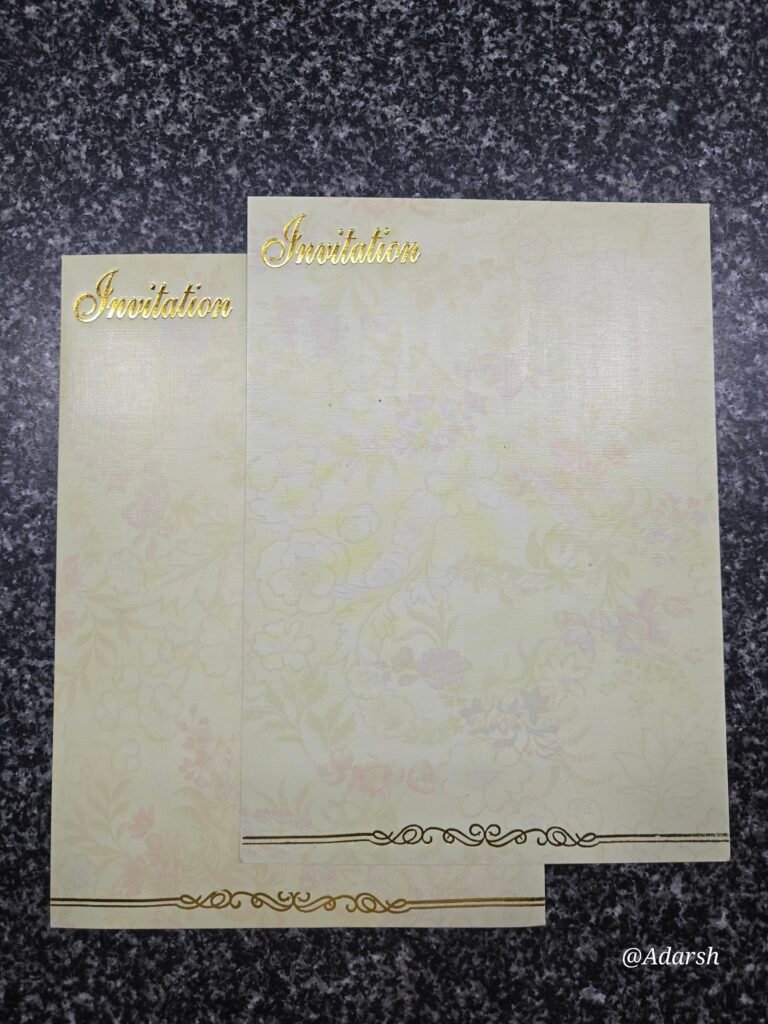 Elegant Cream Floral Invitation Card with Gold Foil Accents
