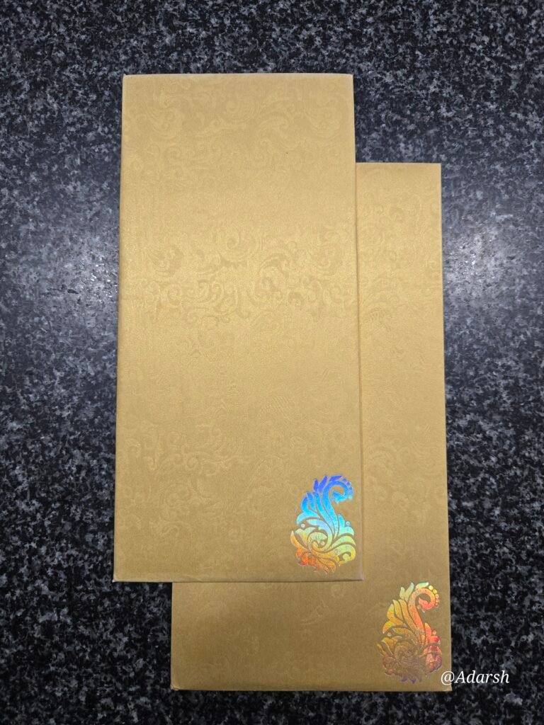 Elegant Golden Embossed Floral Wedding Card