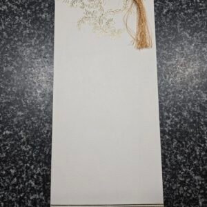 An off-white textured Wedding card with Tassel