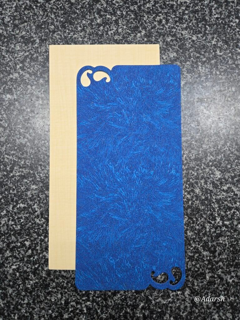 Laser Cut Blue and Cream Wedding Invitation Card