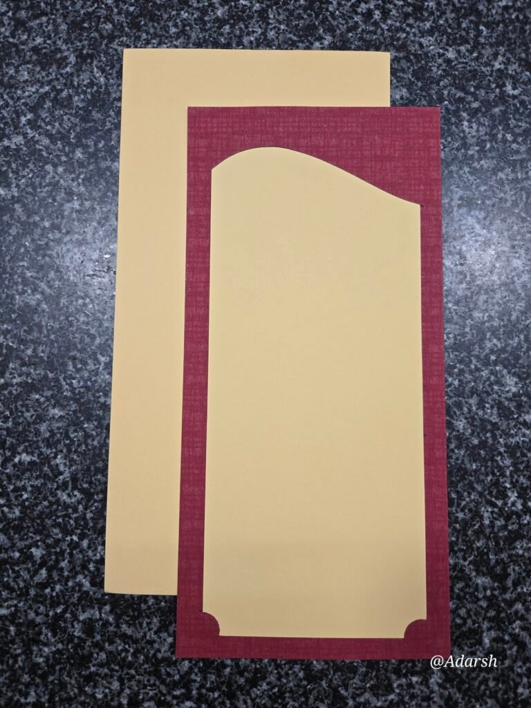Die-Cut Maroon and Cream Wedding Invitation Card