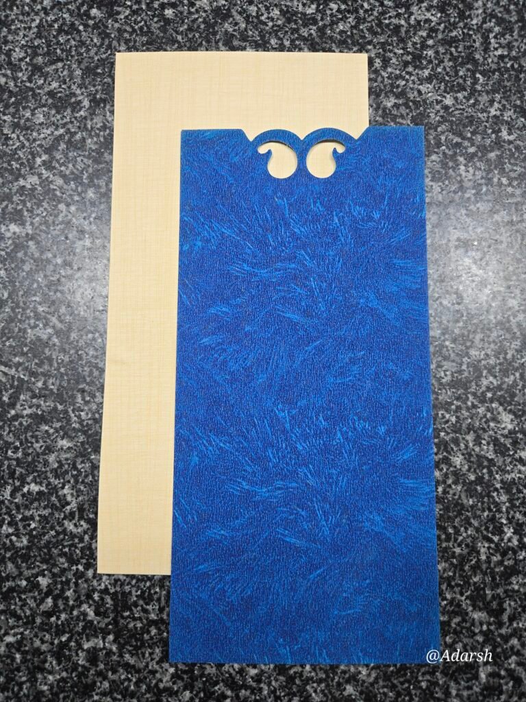 Laser Cut Blue and Cream Wedding Invitation Card