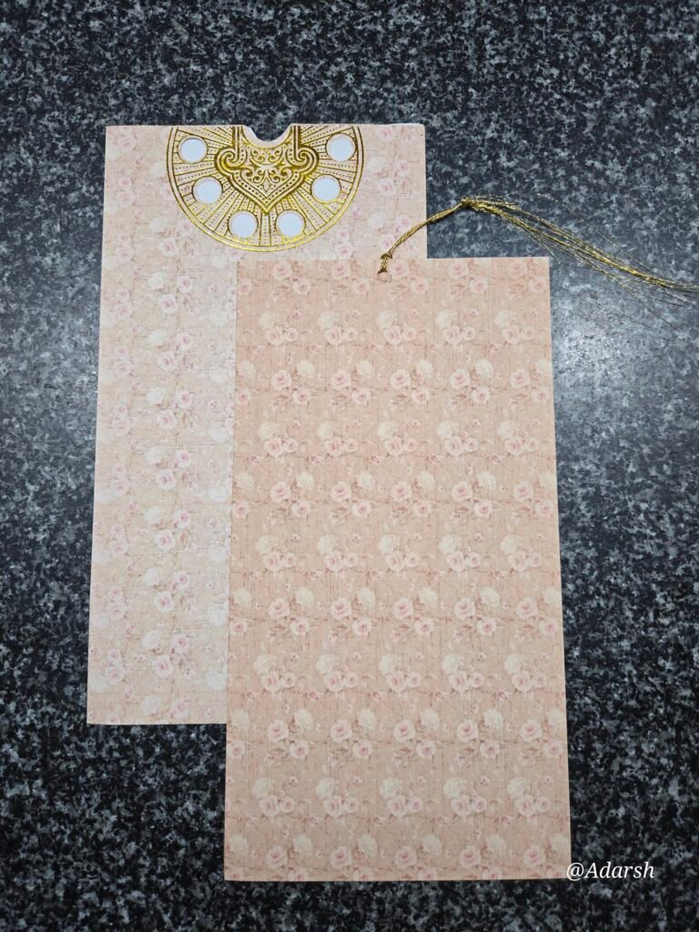 Vintage Floral Wedding Invitation Insert and Jacket Set with Gold Medallion (with Tassel)
