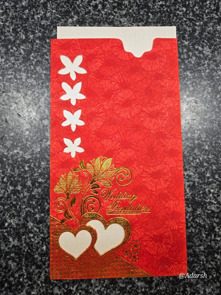 Red Floral Die-Cut Wedding Invitation Card and Jacket Set