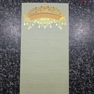 Pastel Green Wedding Invitation Insert with Gold Foil Chandelier (with Tassel)