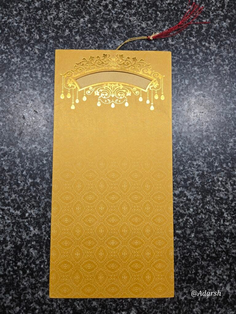 Metallic Gold Wedding Invitation Insert with Foil Chandelier (with Tassel)