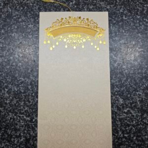 Shimmer Cream Wedding Invitation Insert with Gold Foil Chandelier (with Tassel)