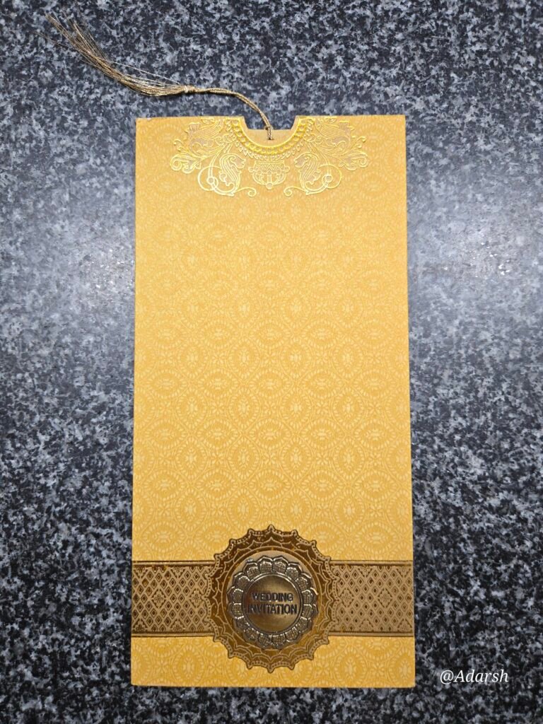Metallic Gold Wedding Invitation Card Jacket (with Tassel)