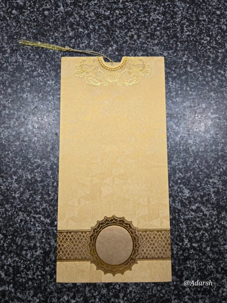Shimmer Gold Wedding Invitation Card Jacket (with Tassel)