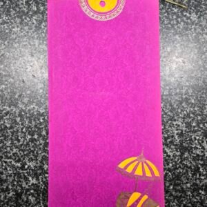 Magenta Floral Wedding Invitation Jacket with Umbrella and Dhol Motifs (with Tassel)