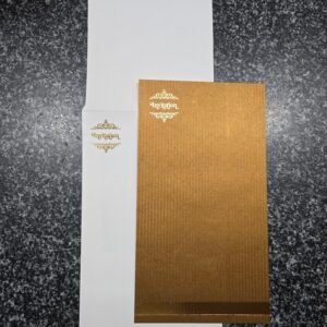 Metallic Gold and White Wedding Invitation Insert and Envelope Set