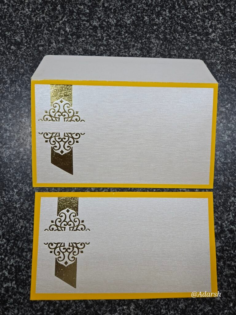 Silver Shimmer Wedding Invitation Insert and Envelope Set with Gold Foil Accent