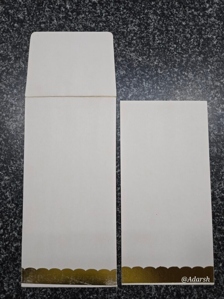 Plain White Wedding Invitation Insert and Envelope Set with Scalloped Gold Foil Border