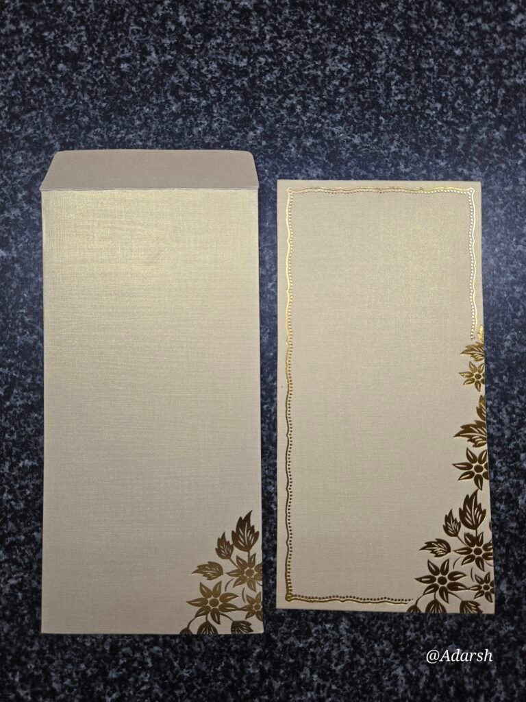 Shimmer Gold Floral Wedding Invitation Insert and Envelope Set