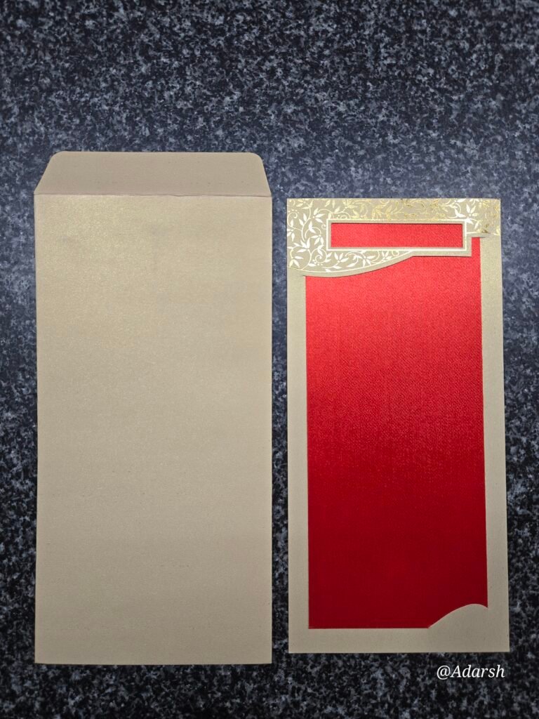 Die-Cut Red and Gold Wedding Invitation Card Holder Set