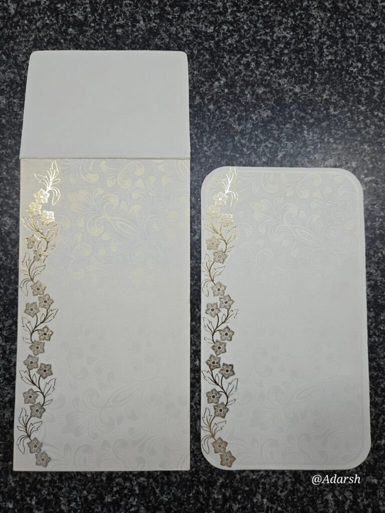 Shimmer White Damask Wedding Invitation Insert and Envelope Set