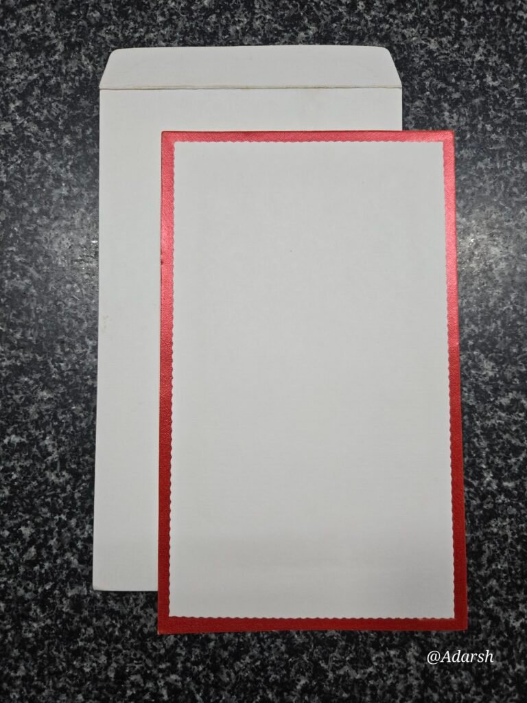 Plain White Wedding Invitation Insert with Red Foil Border