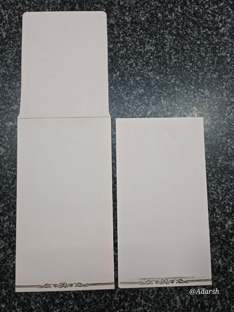 Shimmer White Wedding Invitation Insert and Envelope Set with Gold Trim