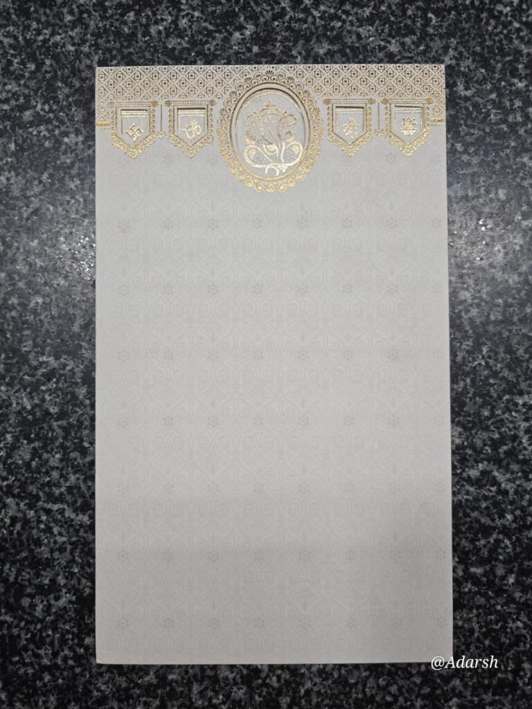 Shimmer White and Gold Foil at Top Lord Ganesha Card