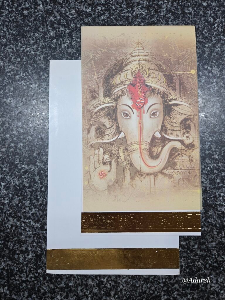 Vintage Lord Ganesha Wedding Invitation Card and Envelope Set