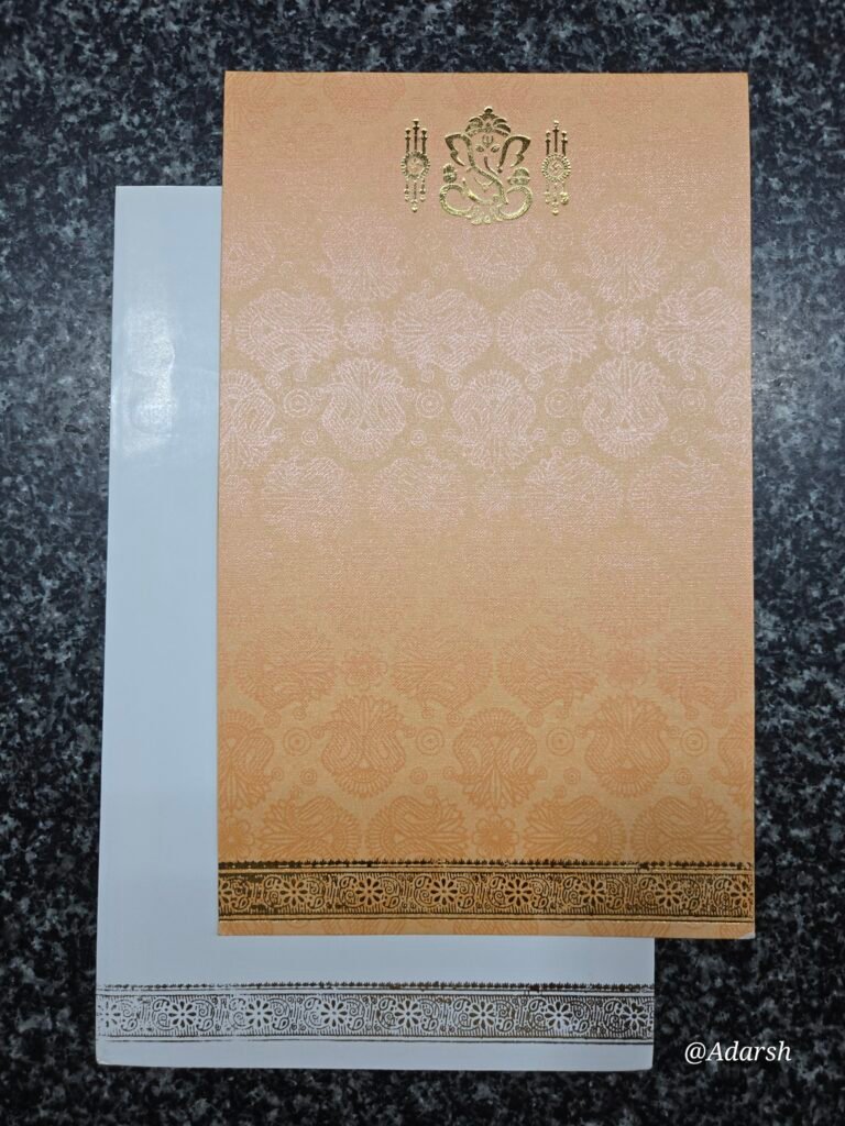 Peach Lord Ganesha Invitation Card and Envelope Set
