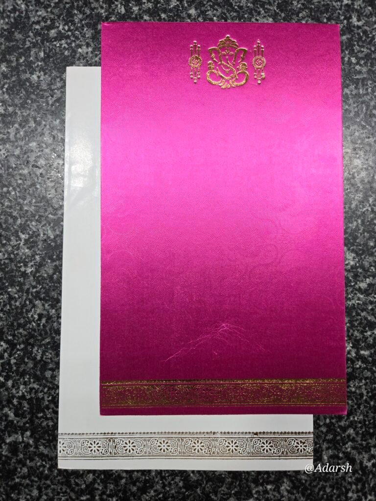 Pink Lord Ganesha Invitation Card and Envelope Set