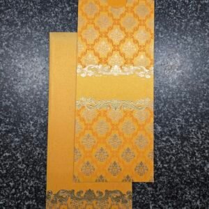 Mustard Yellow Damask Invitation Envelope and Card Holder Set