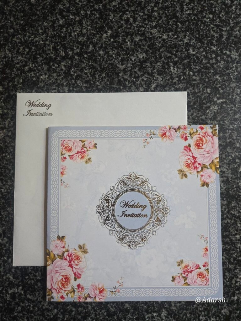 Light Blue Floral Wedding Invitation Card