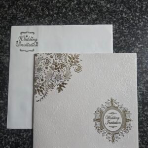 Off-White Crinkle Textured Wedding Invitation Card