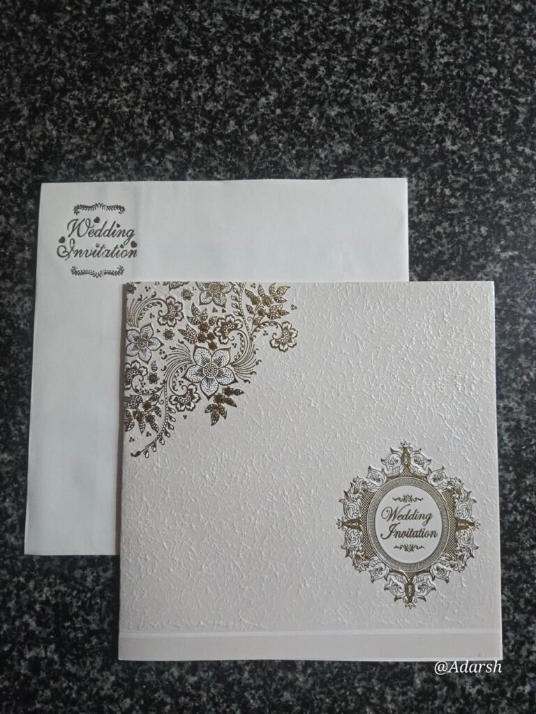 Off-White Crinkle Textured Wedding Invitation Card