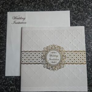 White Diamond-Weave Wedding Invitation Card