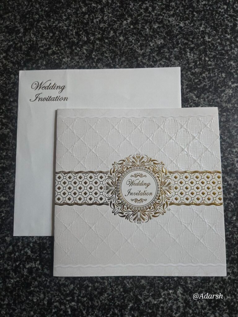 White Diamond-Weave Wedding Invitation Card