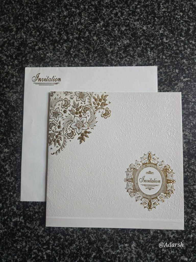 Off-White Crinkle Textured Invitation Card