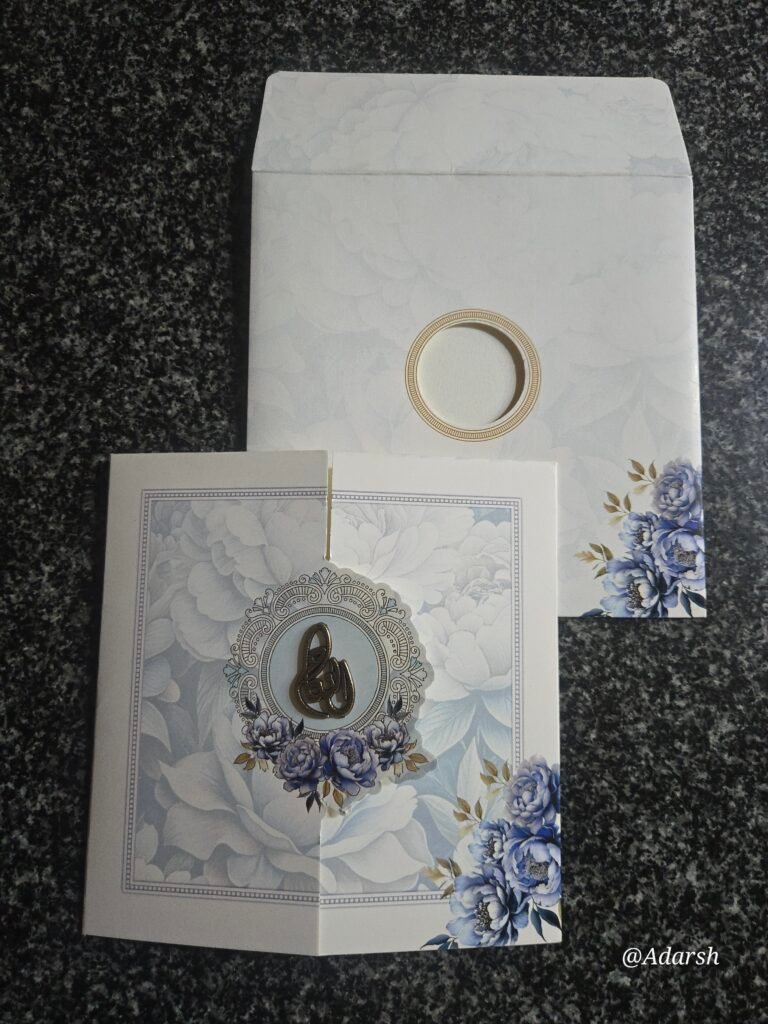 Light Blue Floral Interlocking Invitation Card