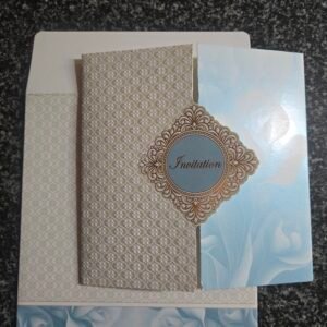 Light Blue Floral Door Invitation Card