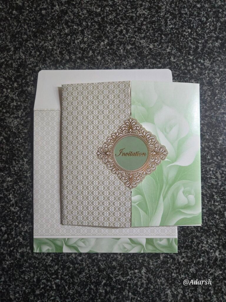 Light Green Floral Door Invitation Card