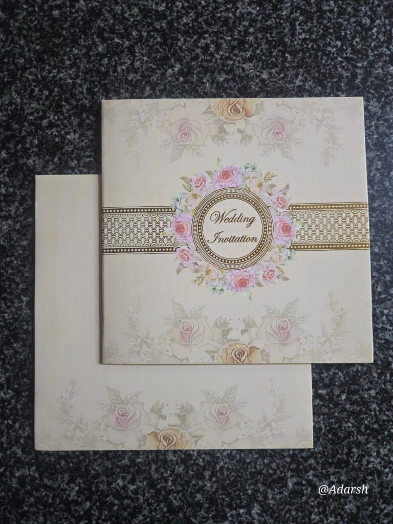 Vintage Cream Floral Wedding Card