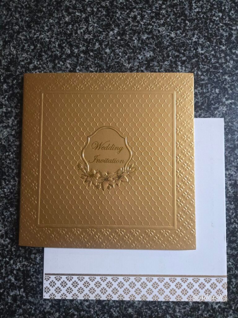 Metallic Gold Embossed Wedding Card