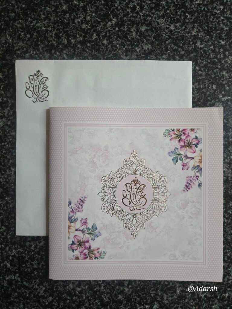 Pastel Pink Floral Wedding Card