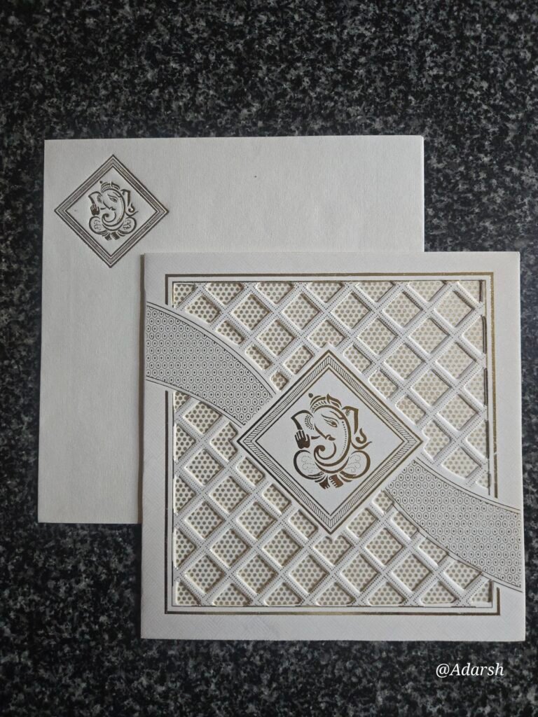 White Laser-Cut Lattice Wedding Invitation Card